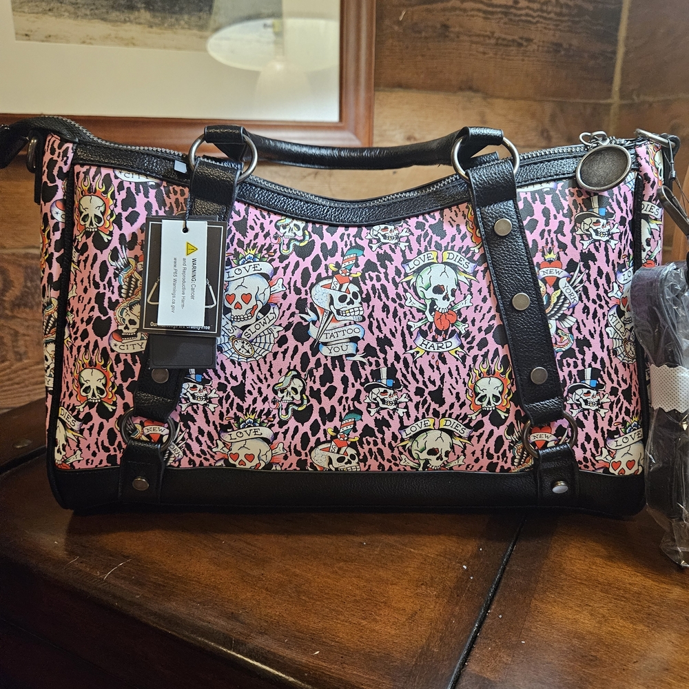 Ed Hardy Pink and Black Women's Bag With Straps - Picture 4 of 8